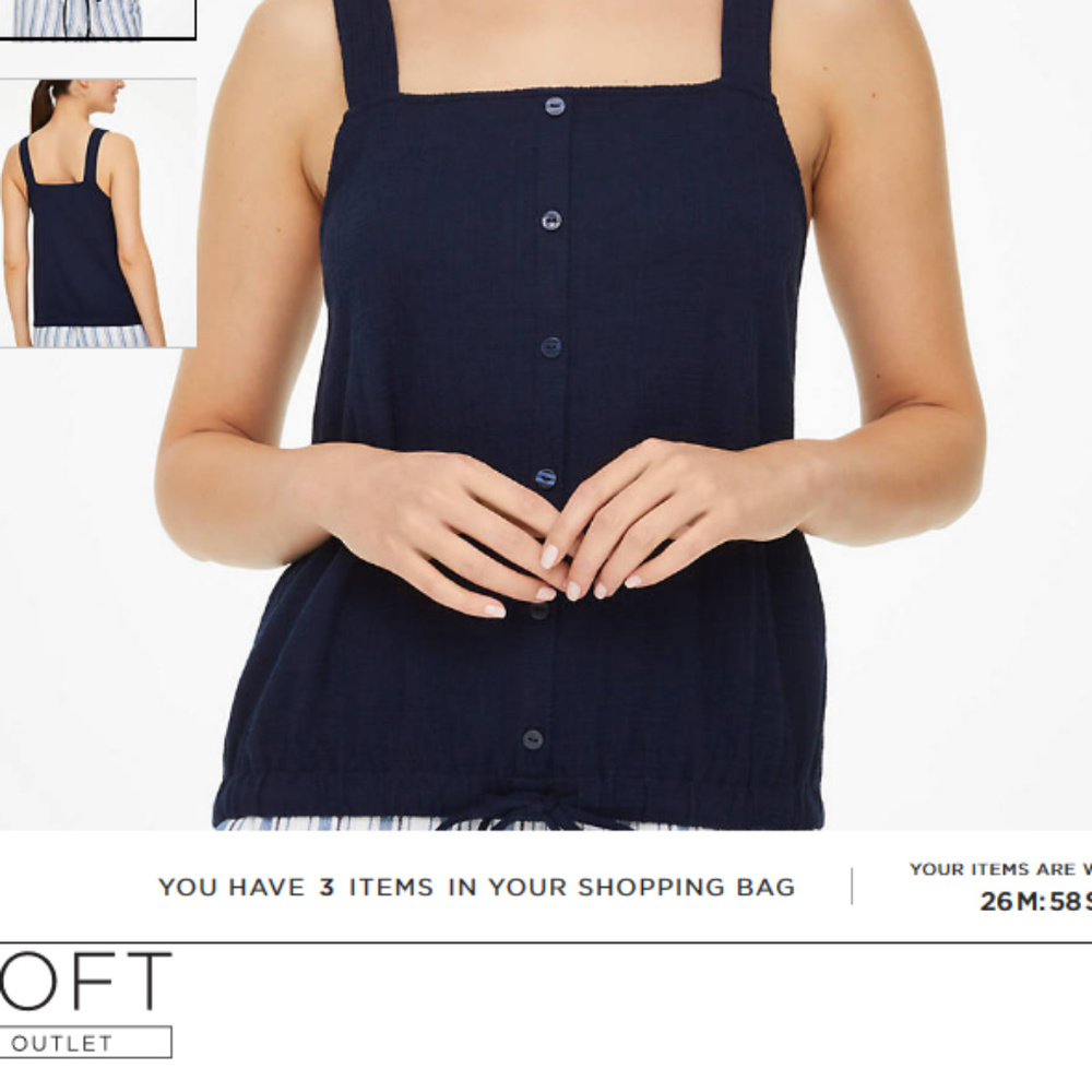 LOFT Navy Blue Tie Hem Tank Top NWT MEDIUM